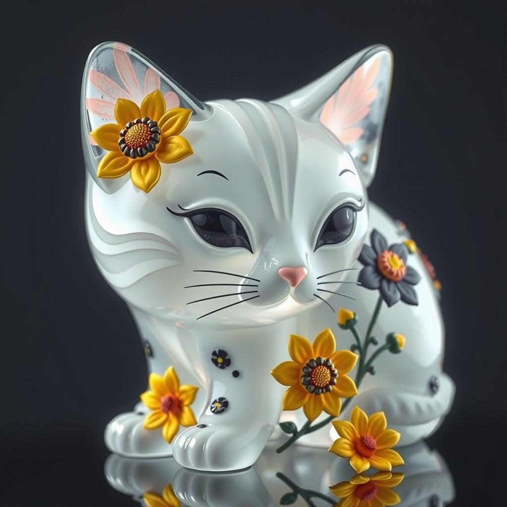 Glass kitty  by @Tiny Pearl Cat