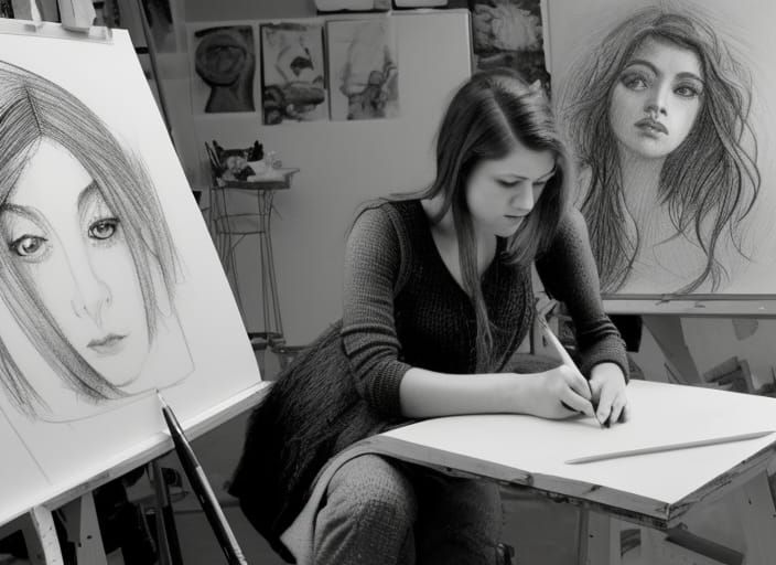 Pencil Sketch of a Sketch Artist