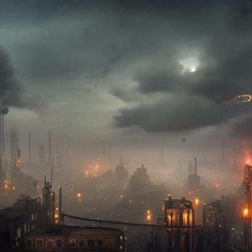 Steampunk City Skyline
