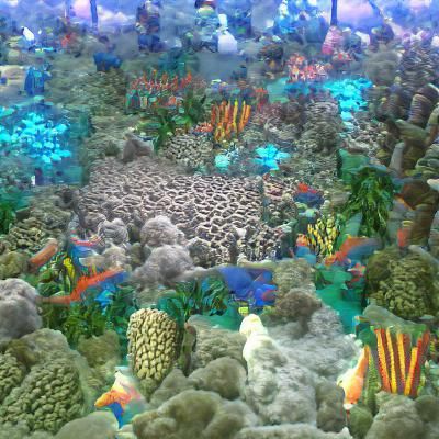 coral reef with lots of tropical fish