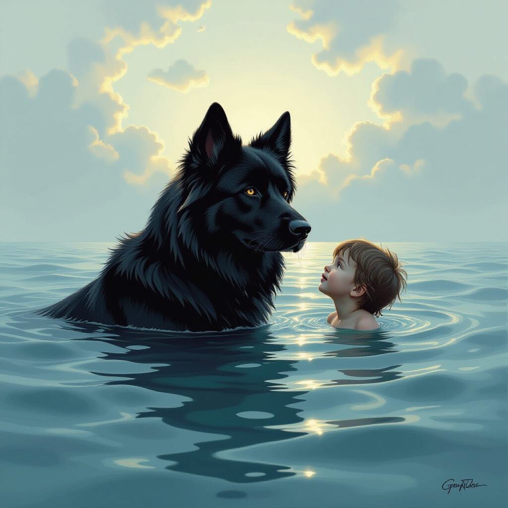 Dog Rescues Child From Drowning, Sinister Art