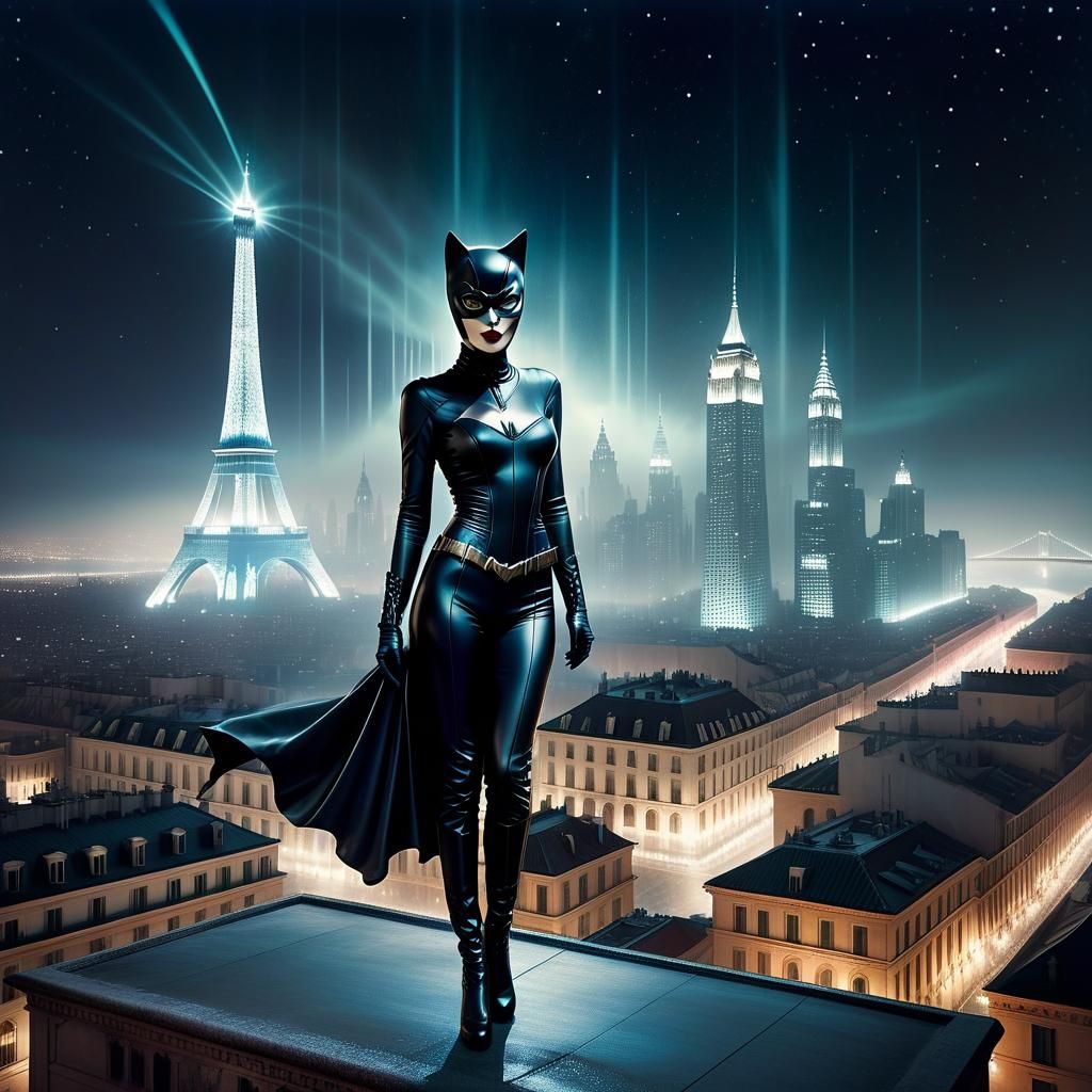 catwoman nighttime cityscape