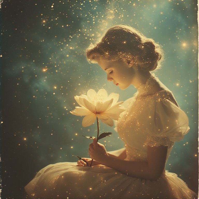 gently cradles a wilting flower