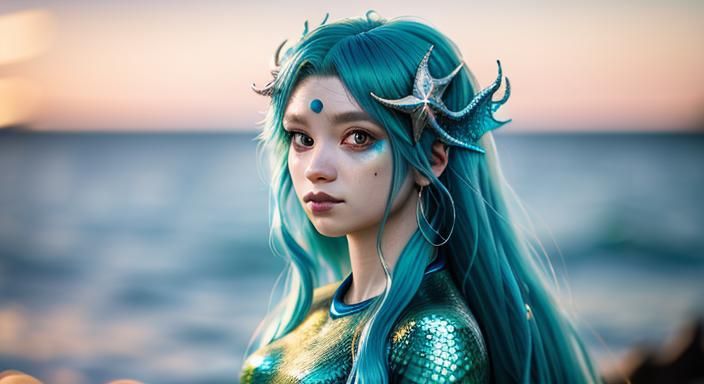 Biopunk Mermaid, Goddess , 

hair ,

Professional photograph...