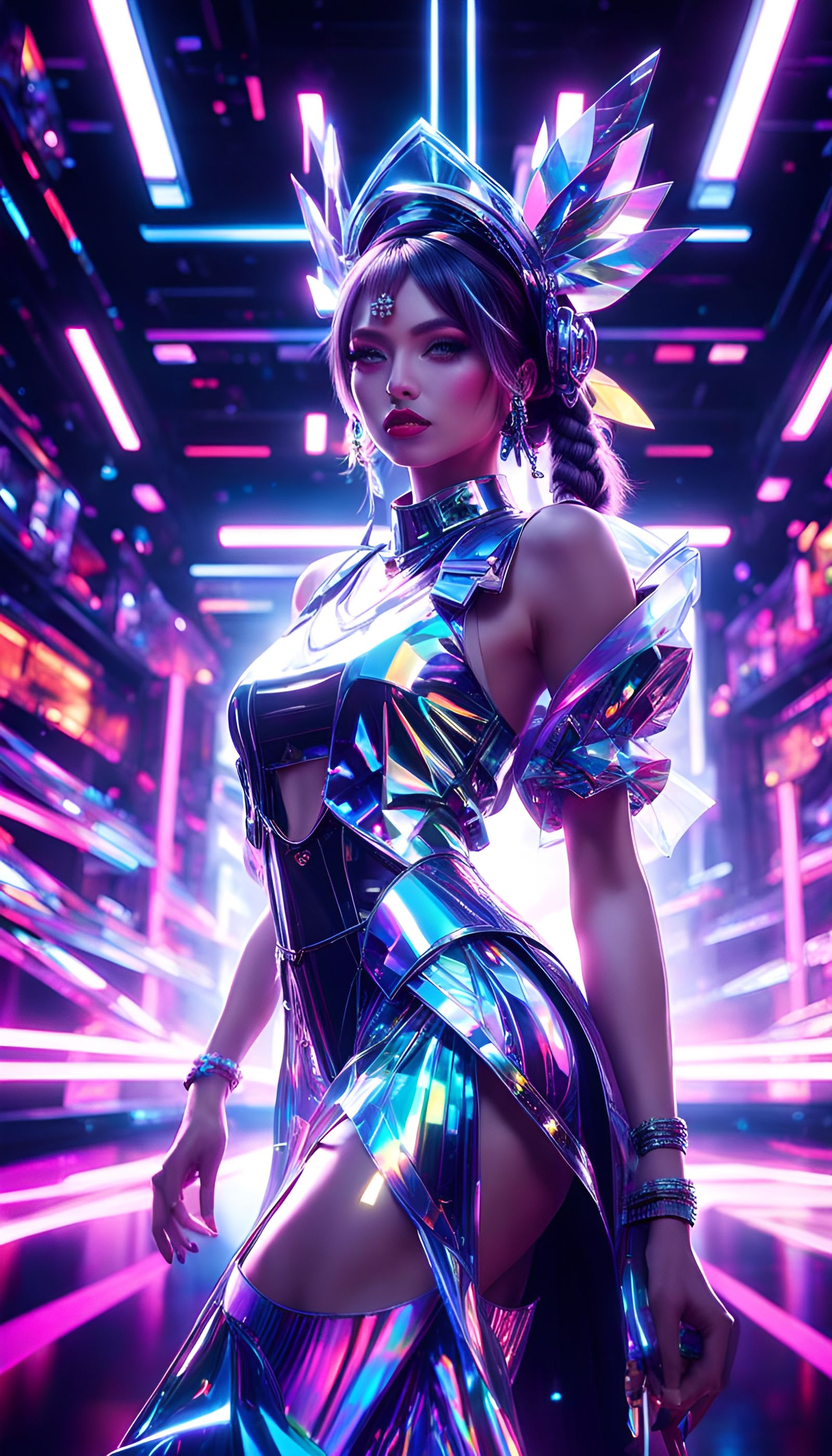 Pretty Holographic Rave Girl  by @Skullvia