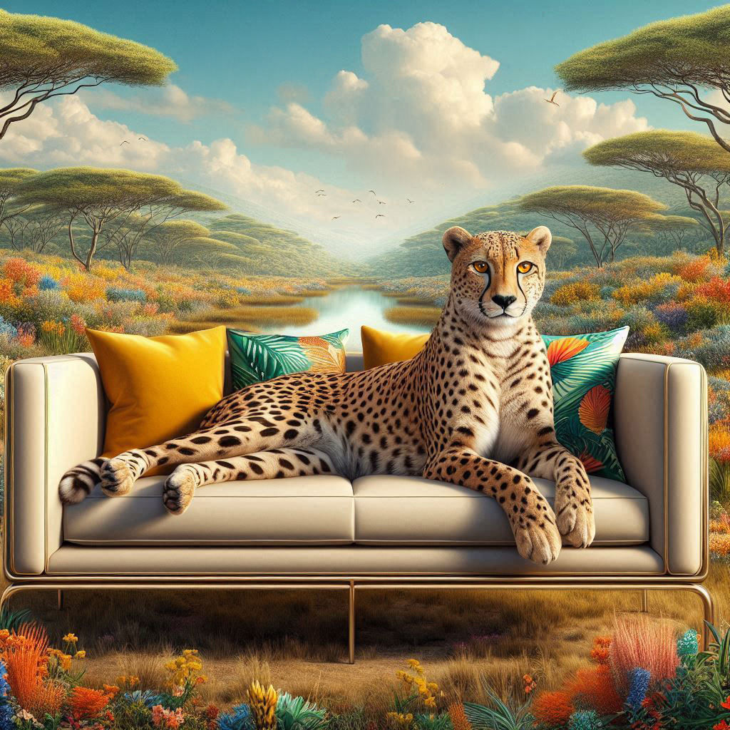 African Cheetah relaxing in the Savannah in style!