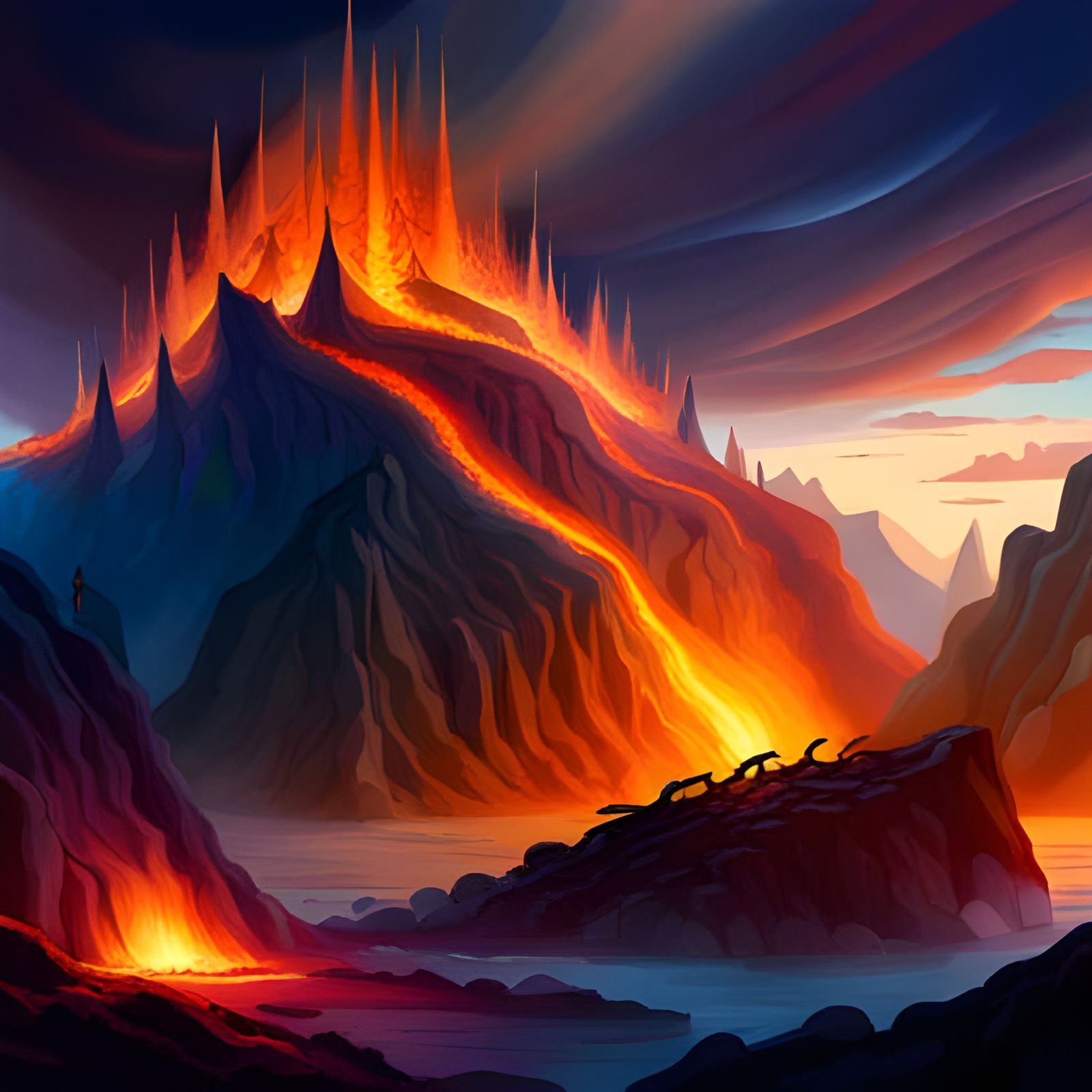Volcanic Hellscape full of dragons and flameworms