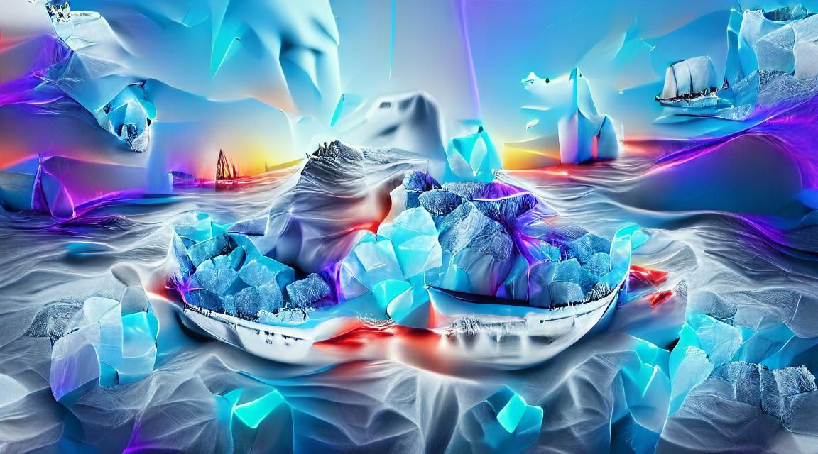 Glacier In The Frozen Sea iceberg freeze snow water soft blu...