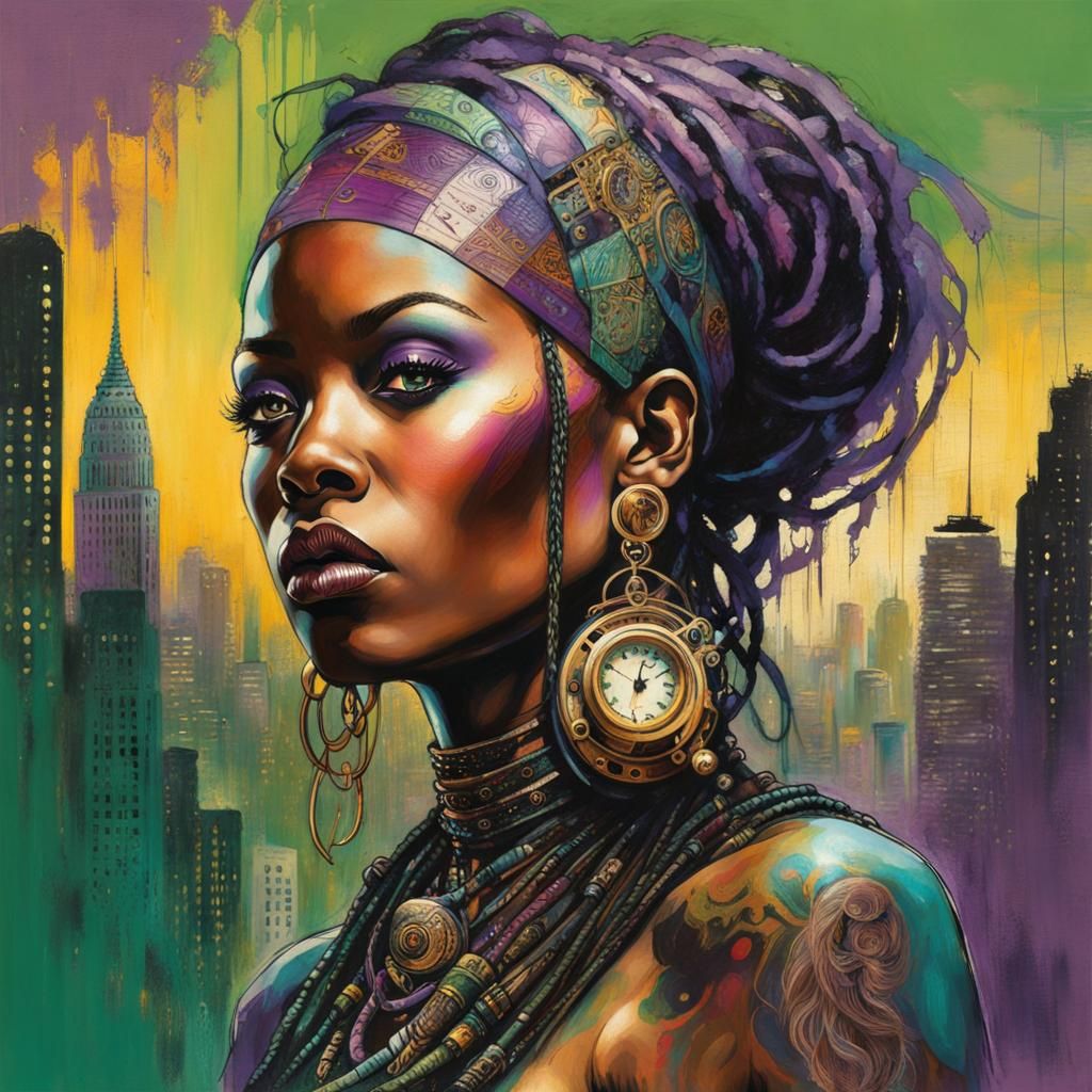 African woman painting