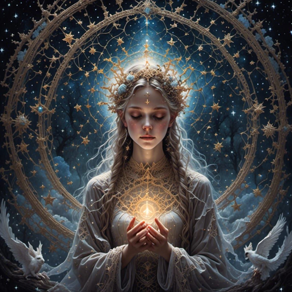 In shadows where the mind unfolds
Unseen forces call us from slumber
Twisting paths where the enigma strolls
Through shadows thick, stars ar...