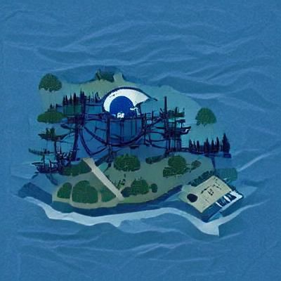 Myst island blueprint in the style of Scott Benson animator ...