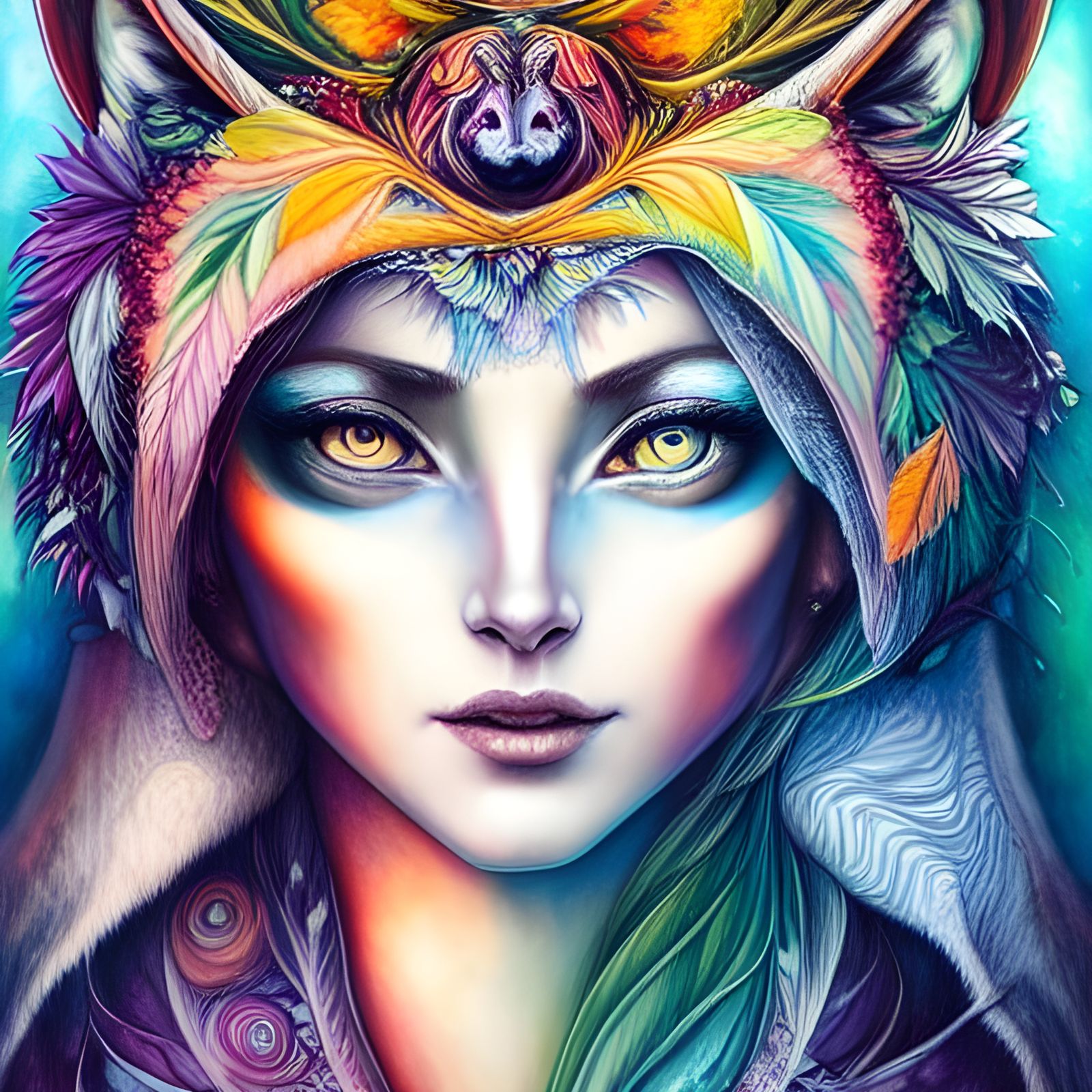 Wolf Goddess - AI Generated Artwork - NightCafe Creator