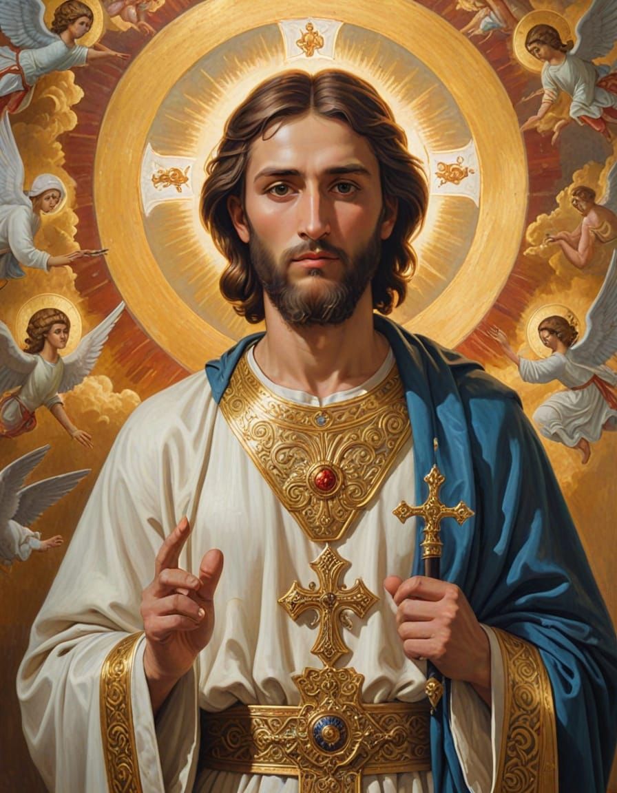 Byzantine Icon of Michael the Archangel in Golden Light