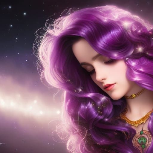 Purple galaxy girl - AI Generated Artwork - NightCafe Creator