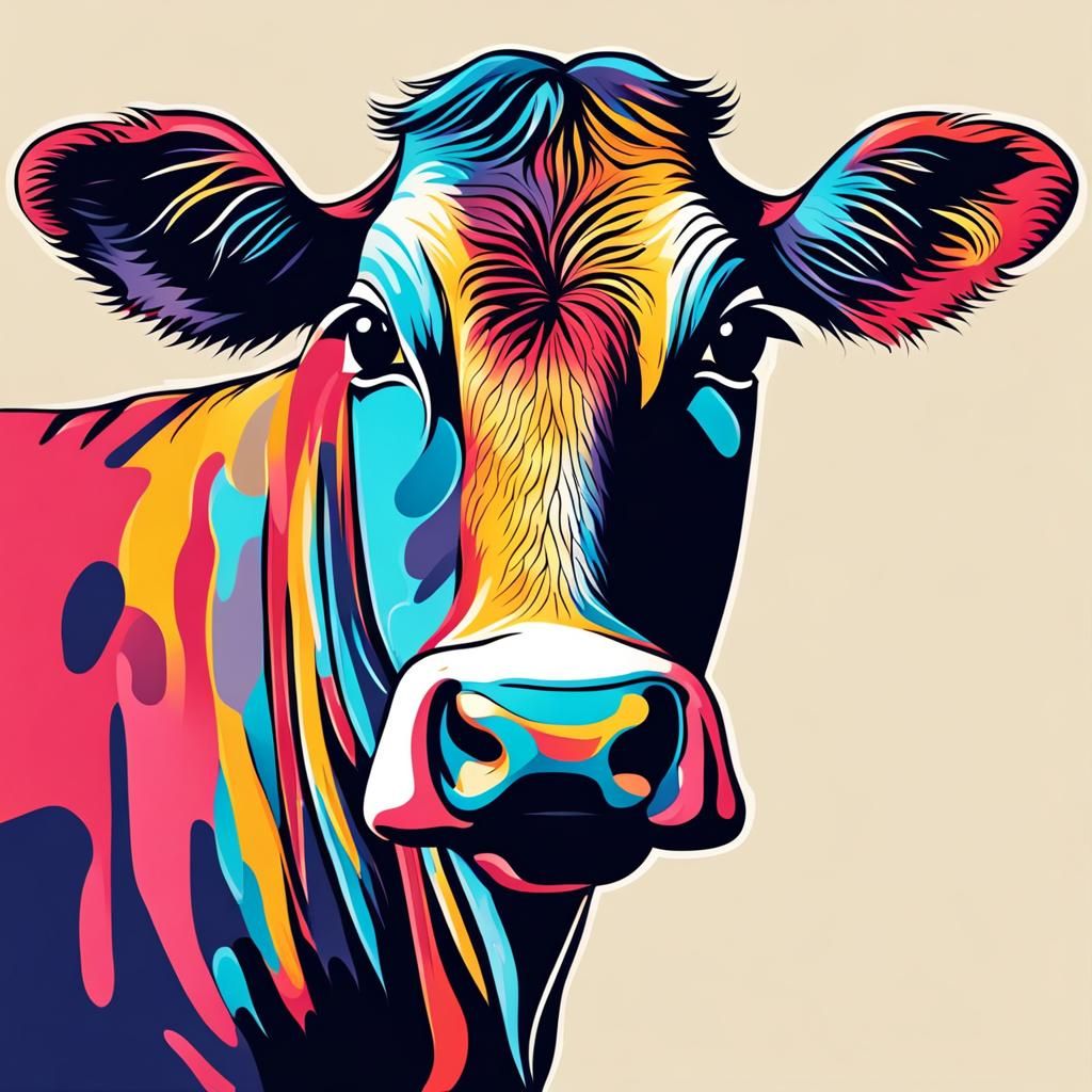 cute cow with a surprised look on face, eyes wide open, tong...