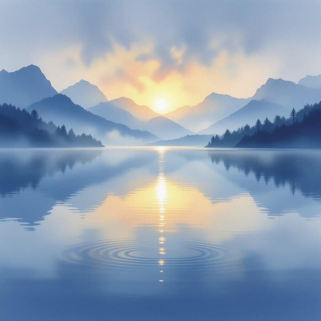 《晨光映夢湖》