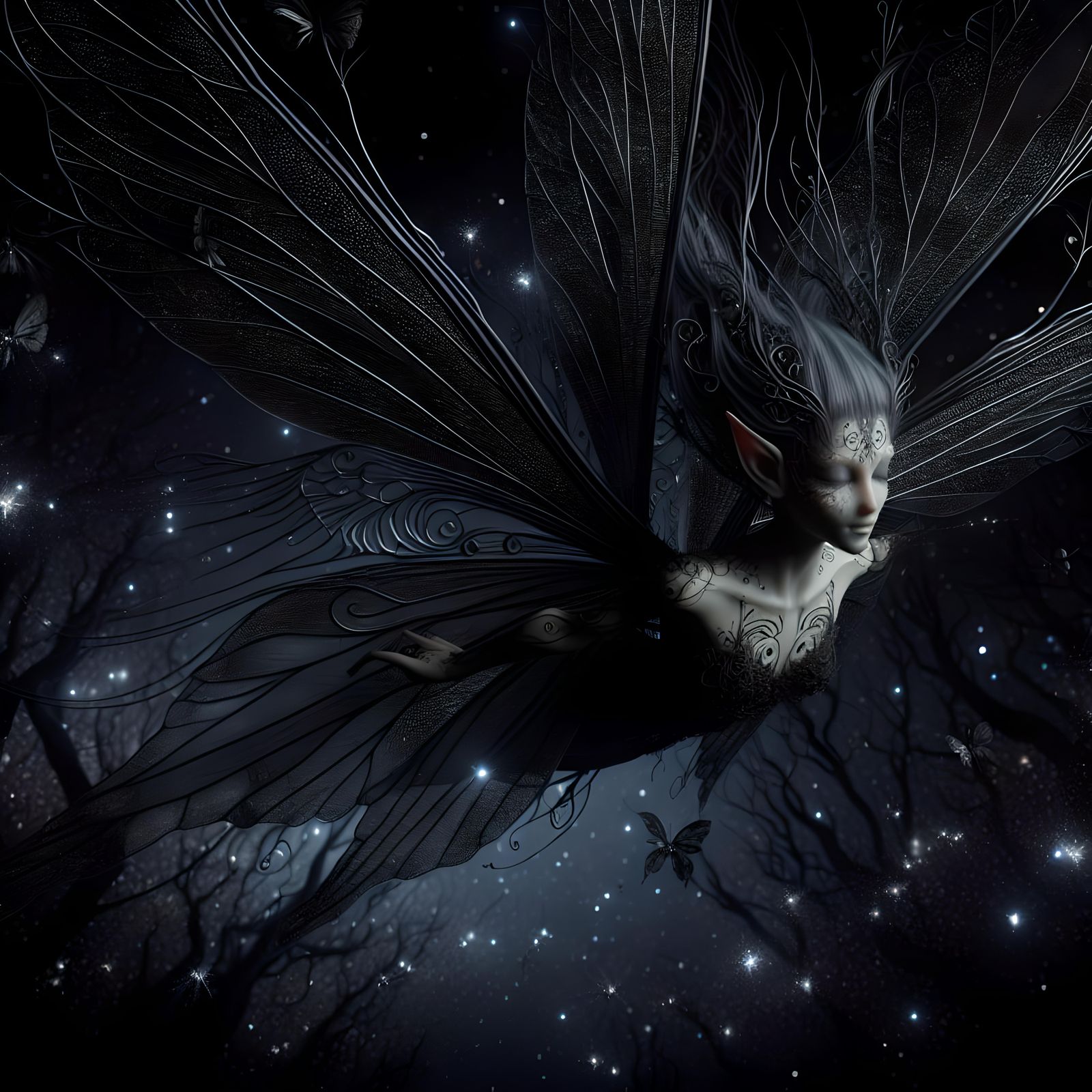 Dark Fantasy fairy in a dark fairy forest - AI Generated Artwork ...