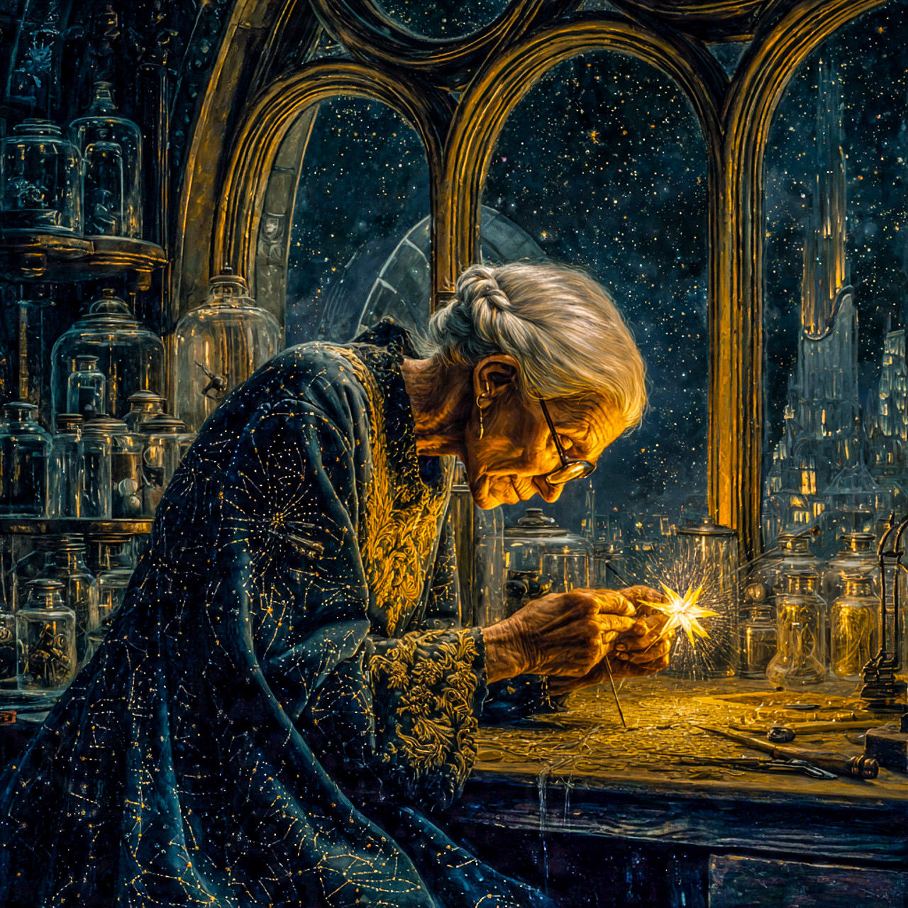 She mended the sky one star at a time