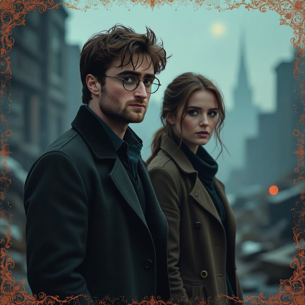 Dystopian Scene with Cubist and Whimsical Influences