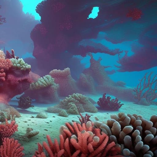 A dead and empty coral reef with plastic in it in 4k