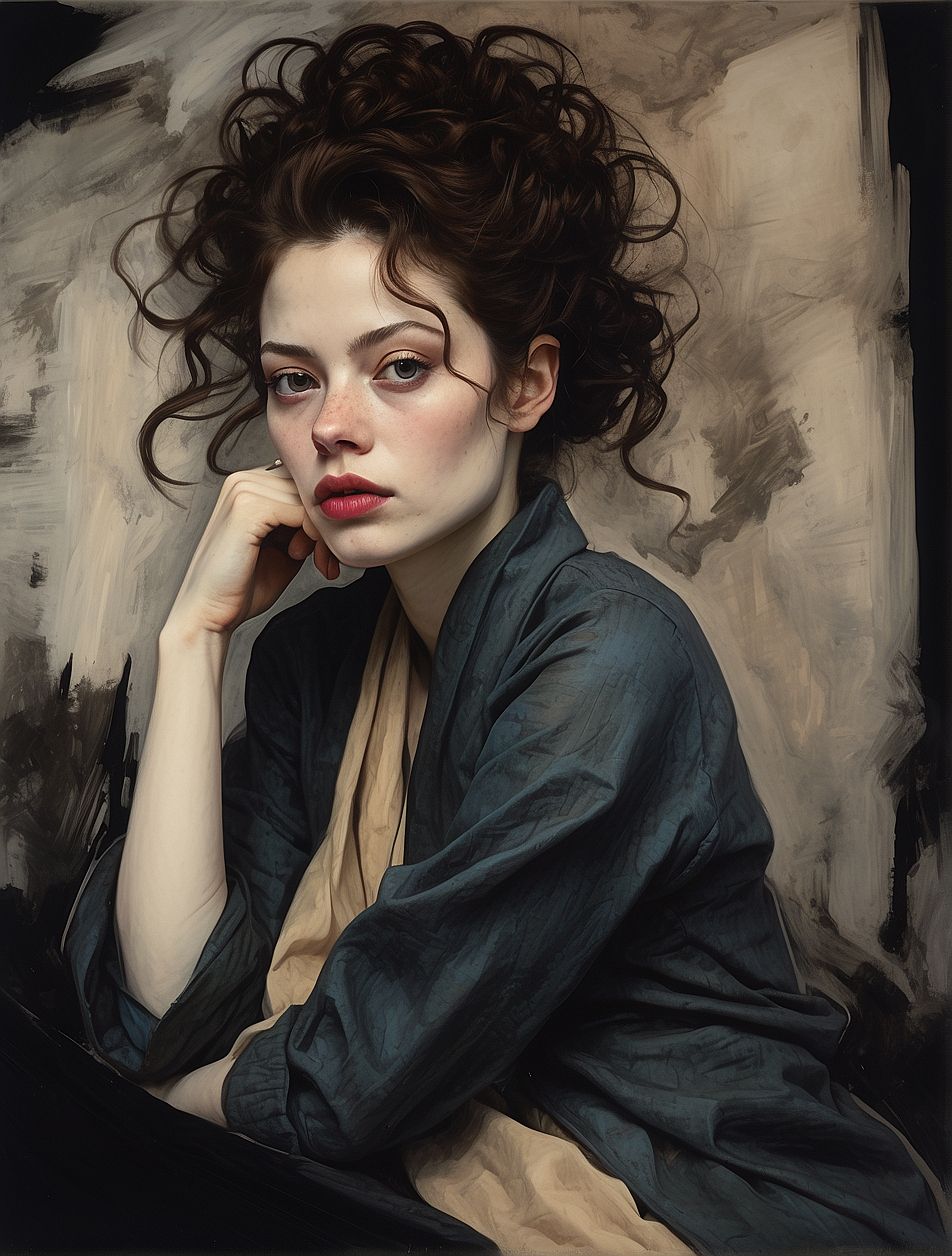 Expressionist portrait of a modern woman