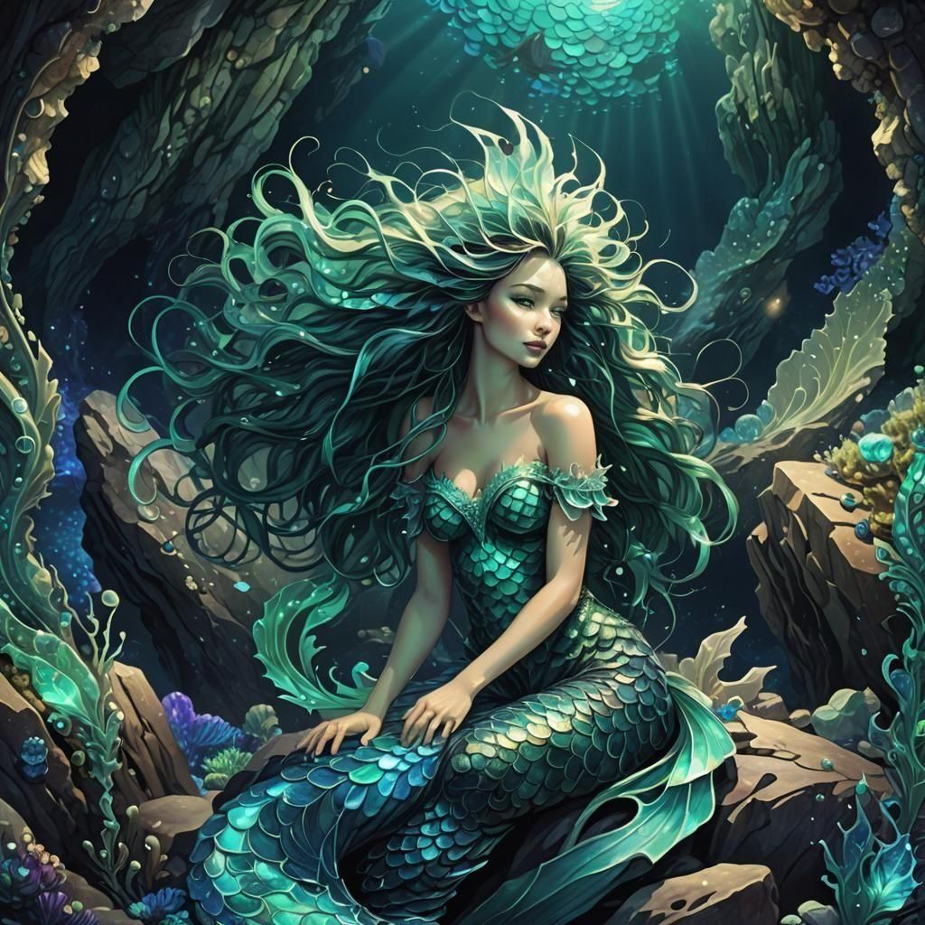 Dark mermaid, siren, breathtaking, beautiful, evil, dangerous, eternal, youthfull, alluring