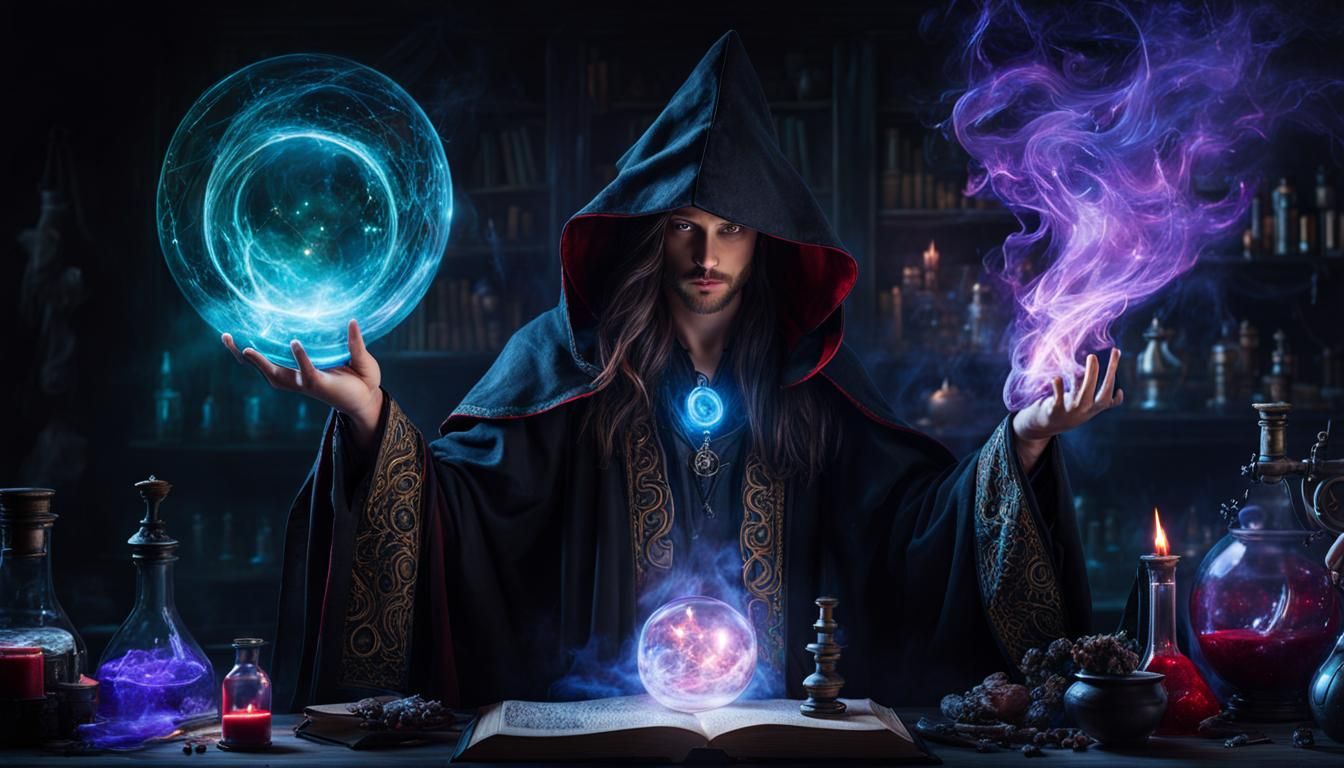 Sorcerer prepares a spell - AI Generated Artwork - NightCafe Creator