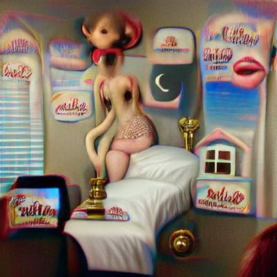 “sultry callgirl” in the style of Mark Ryden motel room nigh...