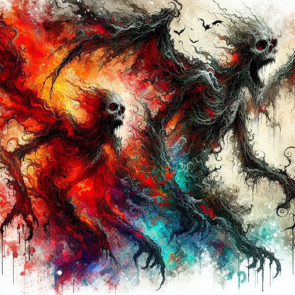 Terrifying ghostly shadow vampire