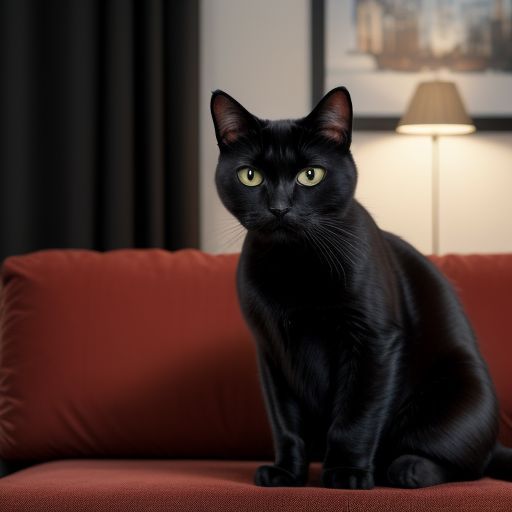 Black Cat on a Sofa
