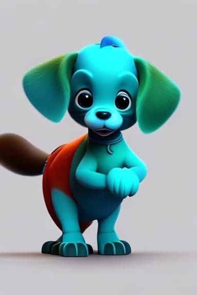 cute lovable puppy, Pixar, Disney, concept art, 3d digital a...