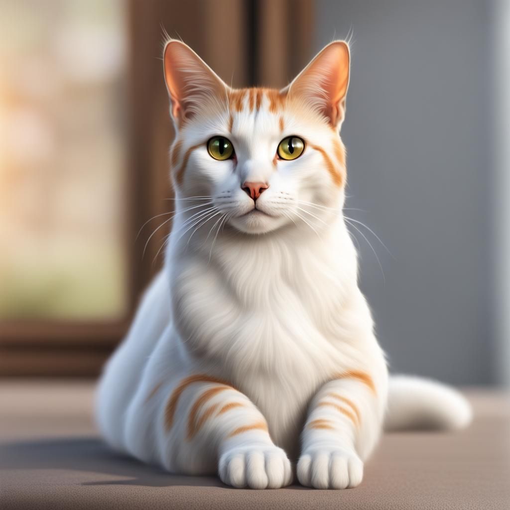 A photo realistic image of a white and ginger Arabian MAU cat - AI ...