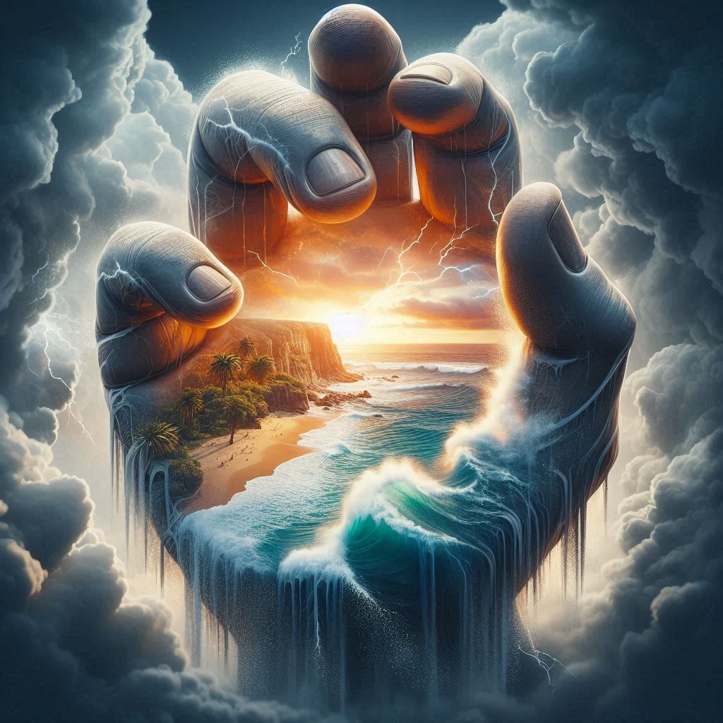 The beach in the storm