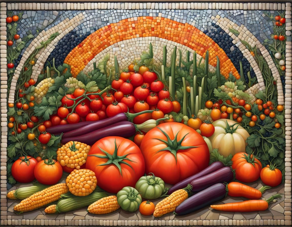 vibrant mosaic artwork symbolizing the richness of fall harv...