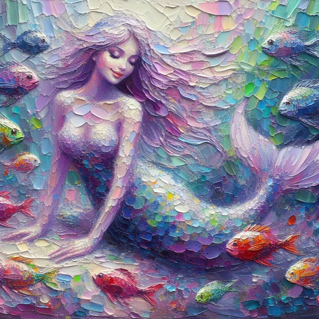 mermaid textured painting.