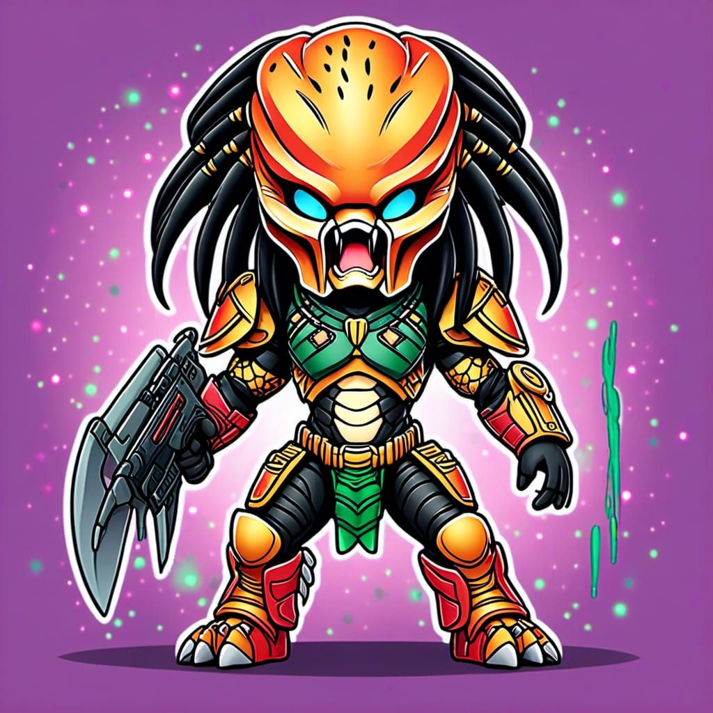 <lora:PredaToon:1.0> cute chibi yautja predator