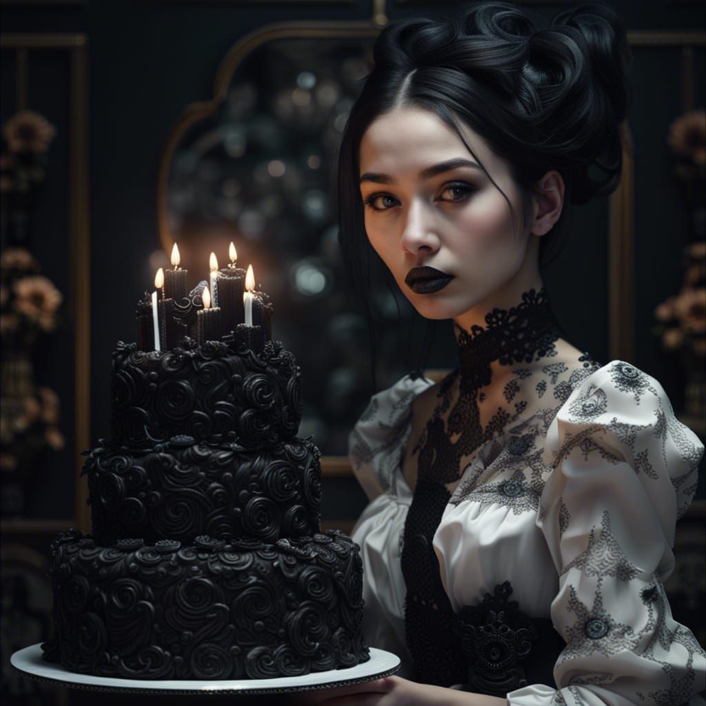 Goth girl's birthday cake AI Generated Artwork NightCafe Creator