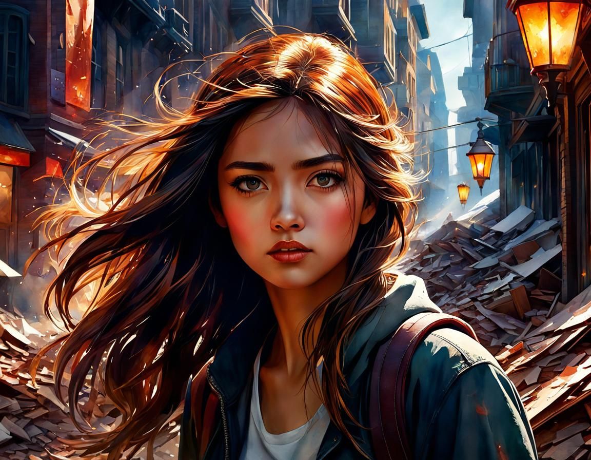 Woman's Shattered World: Watercolor Masterpiece