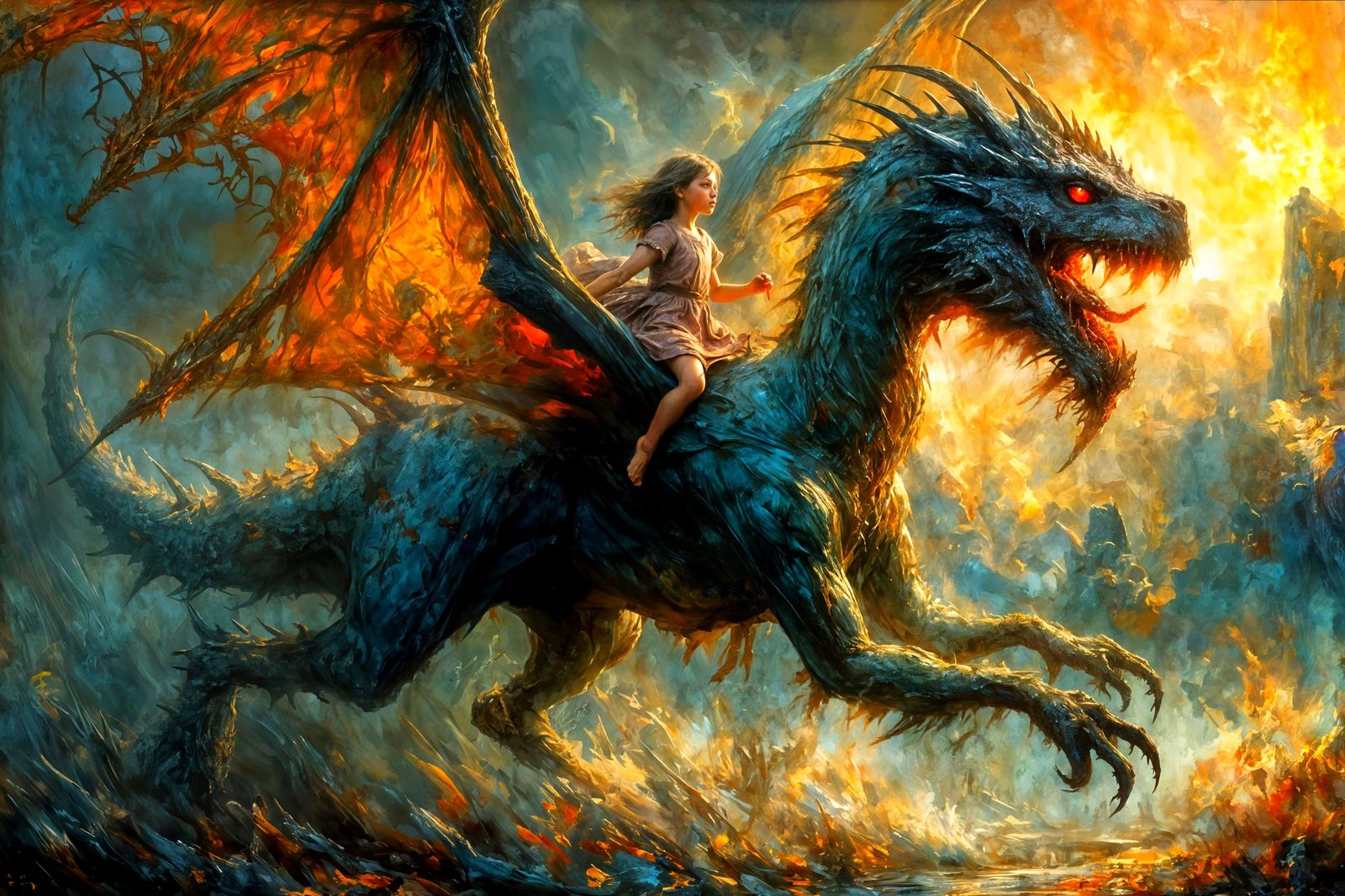 Dragon and Girl  by @mitavan