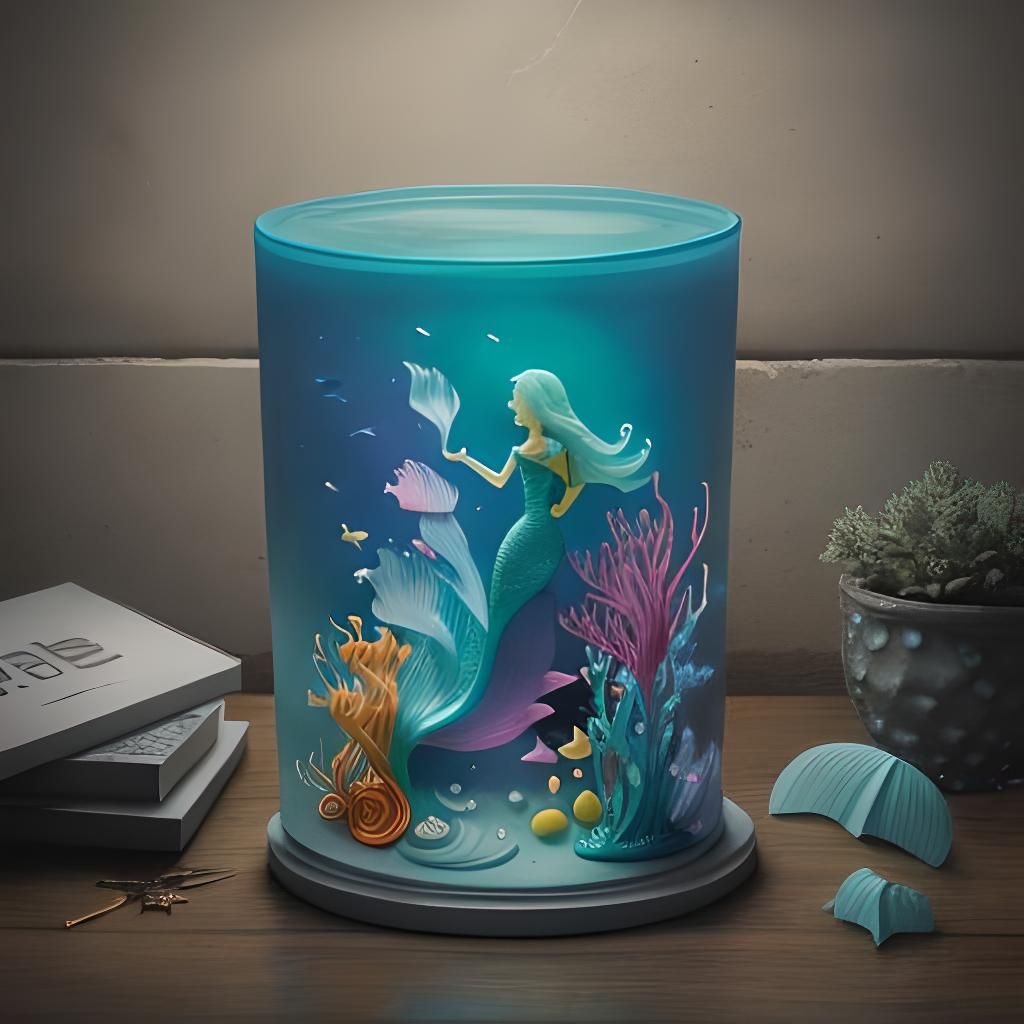 Mermaid in Concrete Landscape with Volumetric Lighting