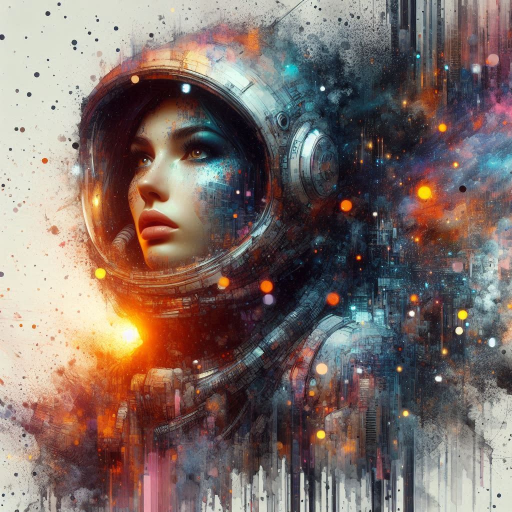 double exposure beautiful fantasy DALL-E 3 portrait landscap...