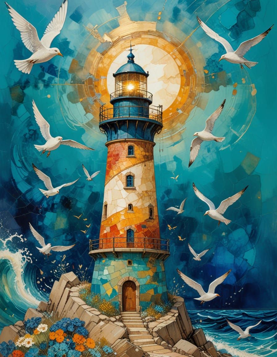 Lighthouse and seagulls   by @Dreamergirl 