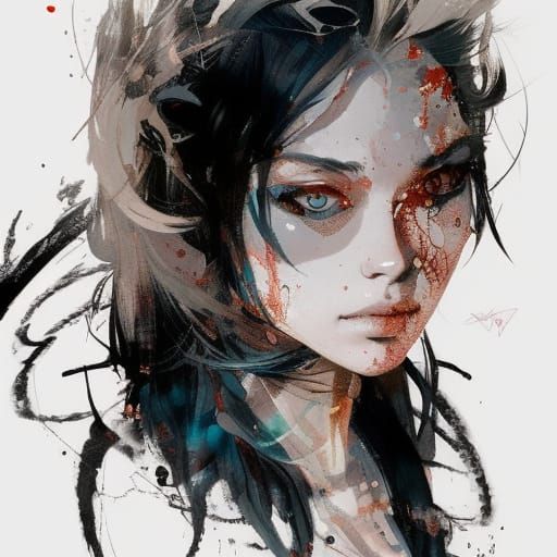 Rhaenyra Targaryen in Vibrant Glitch Art Style