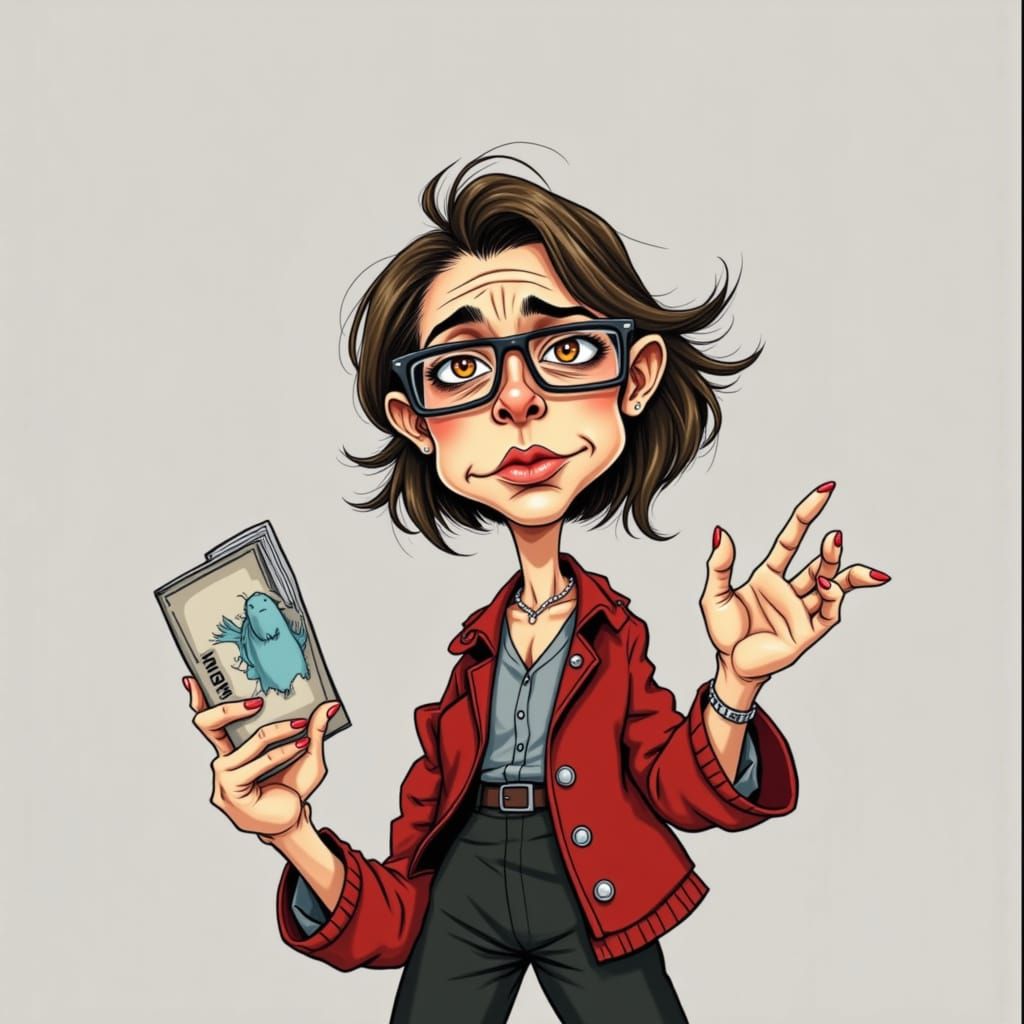 <lora:Flux Caricature:1.0>woman