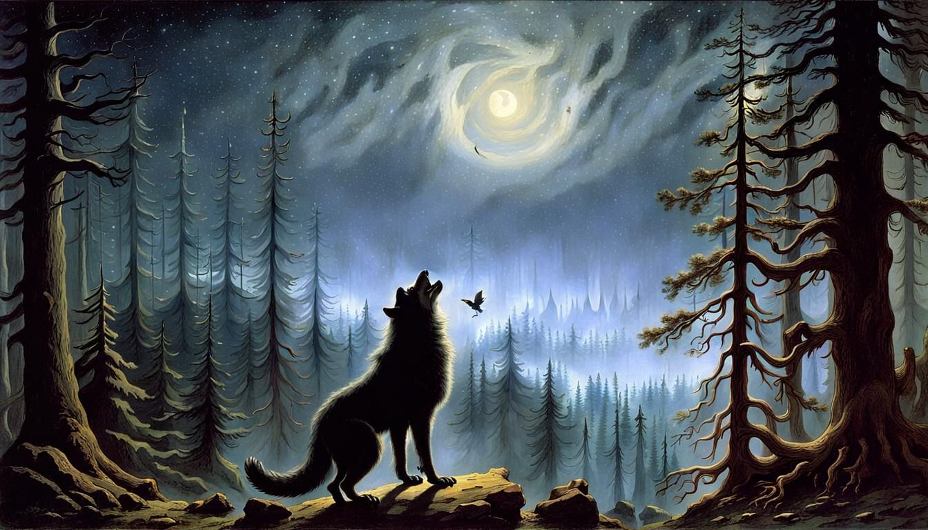 werewolf howling at the stars