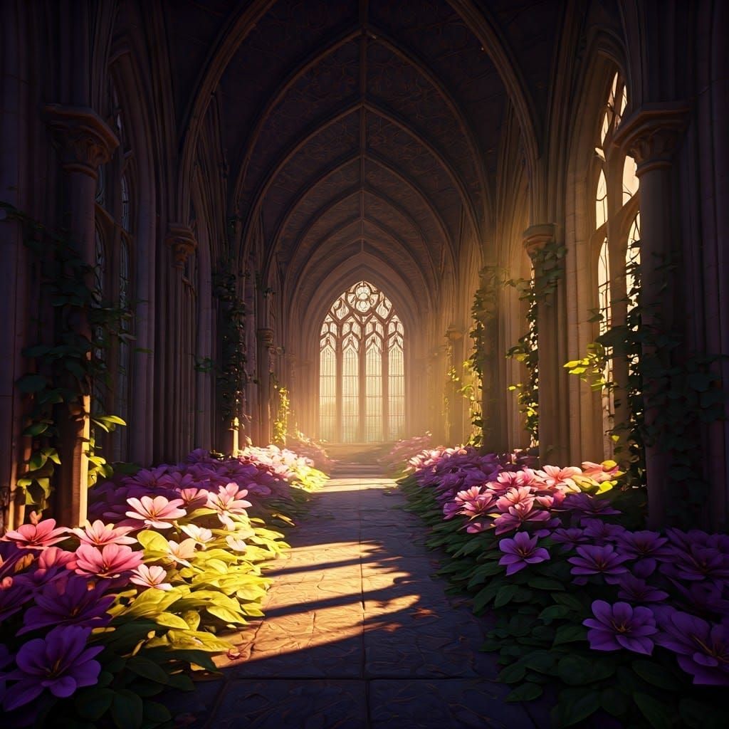 hallway of flowers morning sun 

   by @GG