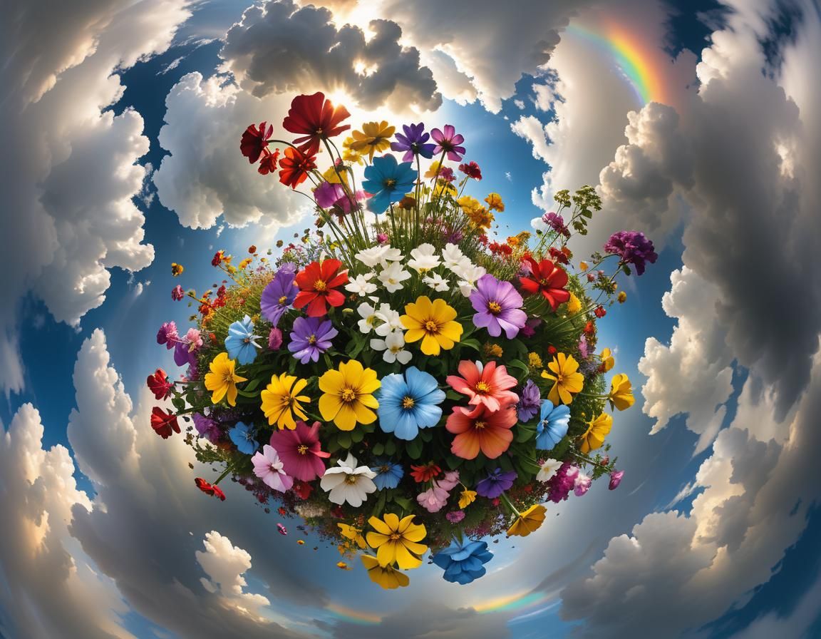 Billowing clouds dominate and fill the sky in this 360-degre...