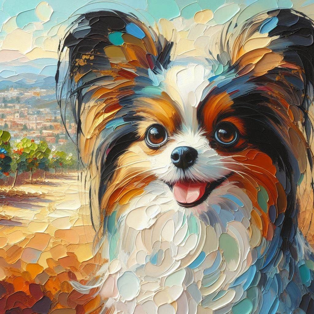 Cute Papillon oil painting