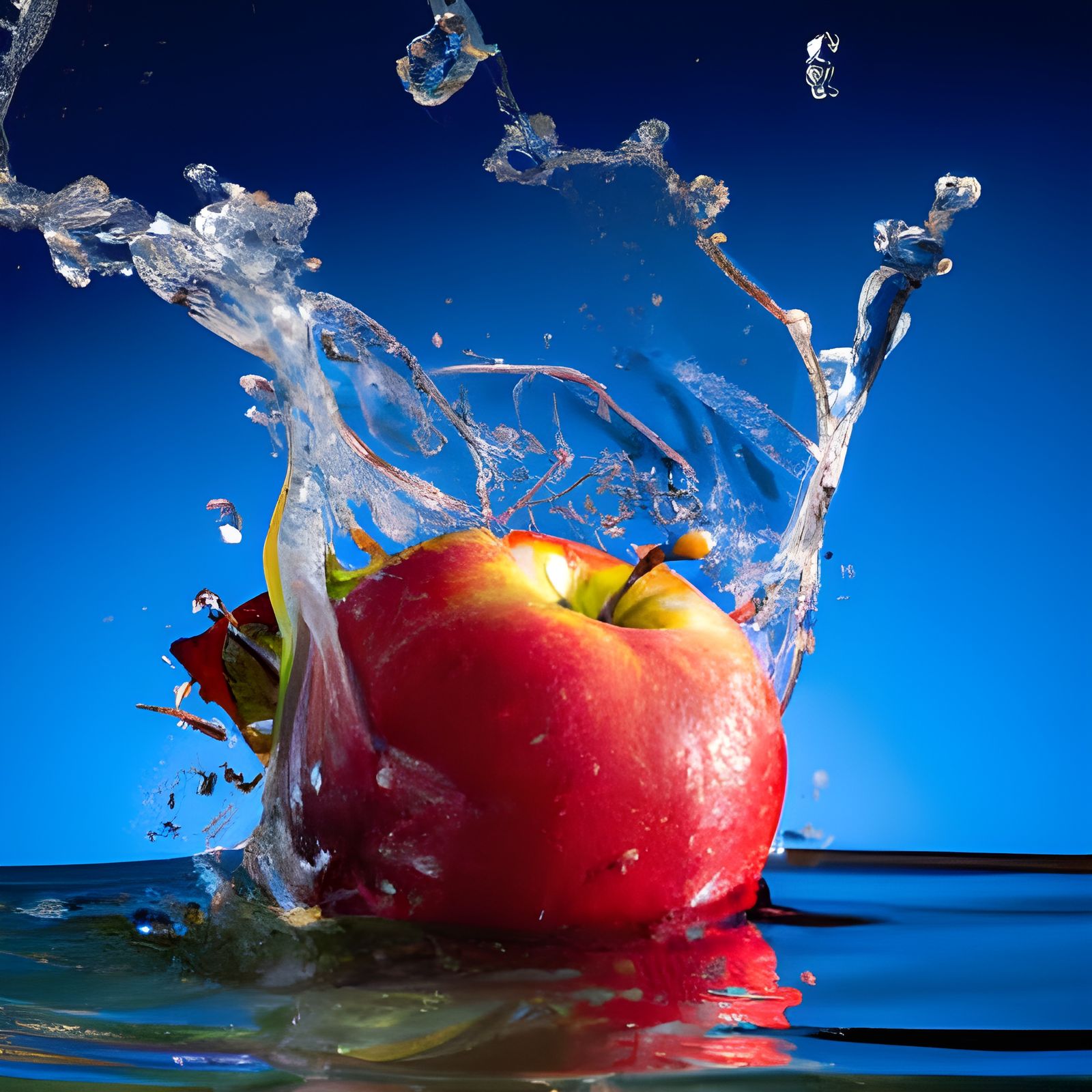 Apple falling into water  by @Riuszka