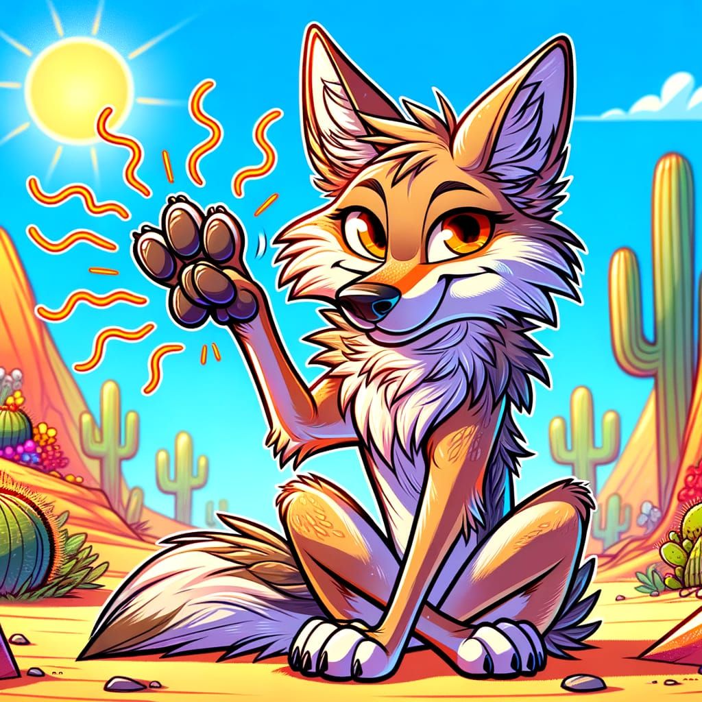 A coyote with stinky feet.